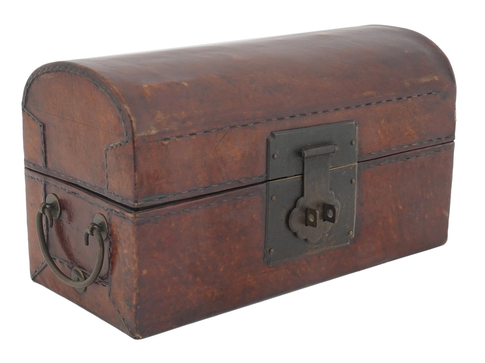 ANTIQUE CHINESE HAND MADE LEATHER TEA CADDY PIC-